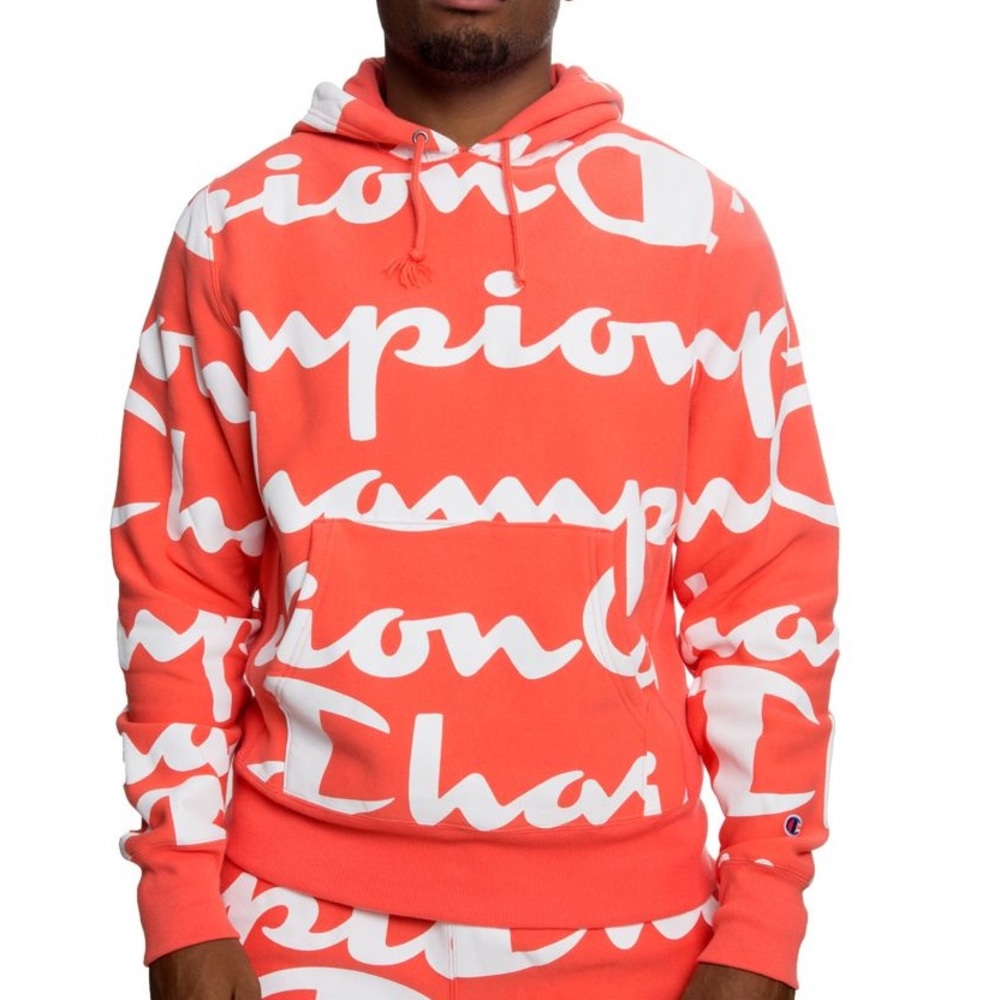 Champion Men's Pullover Hoodie, All Over Logo